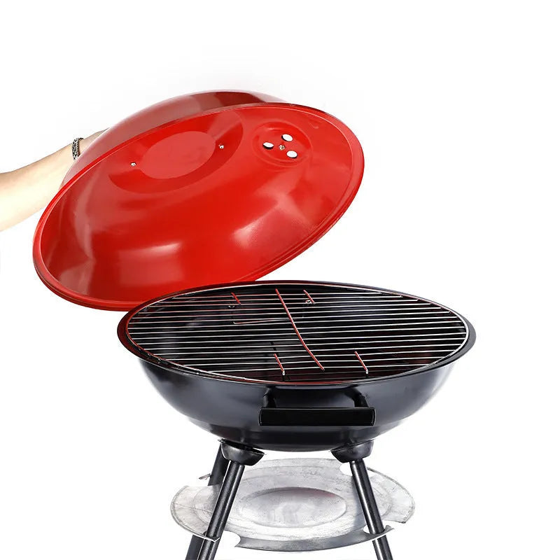 Portable 14-inch iron barbecue oven grill in Apple stove style for outdoor cooking.