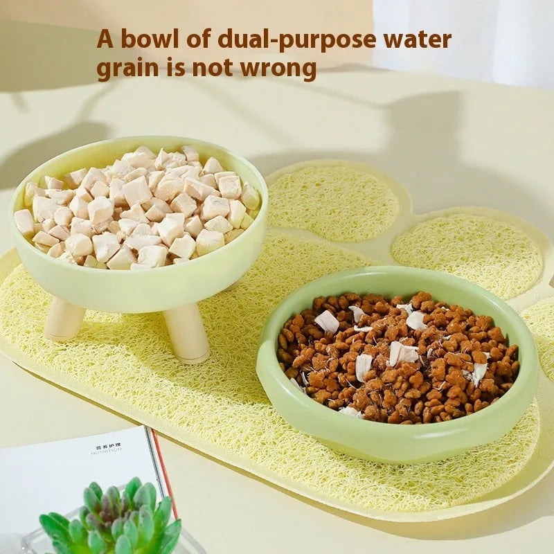 300ml PP cat bowl with four-leg base in donut green and pig nose colour options
