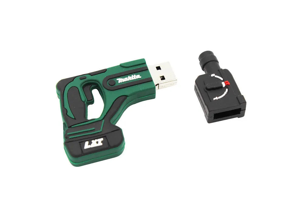 USB 2.0 flash drive in black, green, and grey colour options with capacity markings