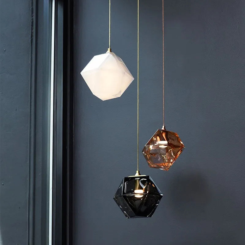 Nordic minimalist glass chandelier with white shade for restaurant entrance home lighting 220V
