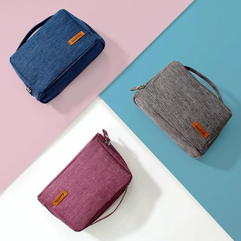 Women's portable waterproof makeup and skincare storage bag in polyester, available in five colours