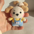 Finished zodiac dog pendant with embroidered wool surface and attached keychain
