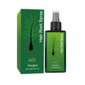 120ml bottle of rosemary dense hair essential oil spray with a dropper applicator on a white background.