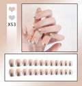 24pcs French worn removable false nails with diamonds in ABS material box 15x7x5cm colour options X35-X53