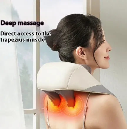 Free Hands Rubbing Clip Massager for shoulder neck waist back in white and brown colours