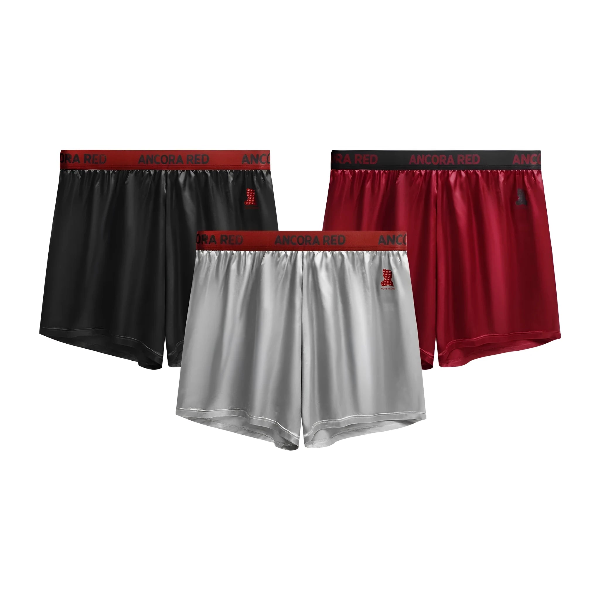 Solid colour men's polyester boxer briefs on a white background, showing mid waist design.