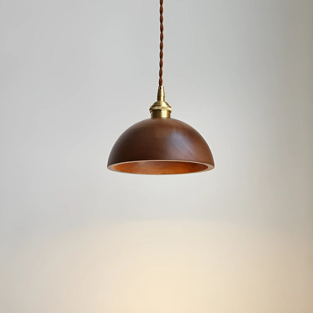 Black walnut single-head droplight chandelier with copper and wood art construction