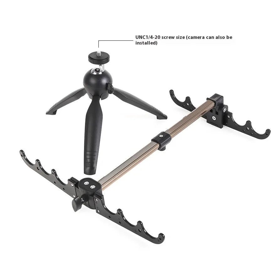 Aluminium alloy ice fishing rod holder bracket on a frozen lake.