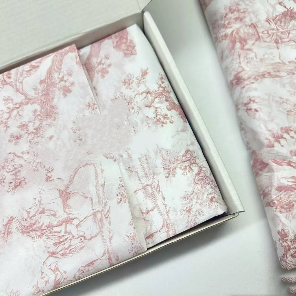 Large sheet of pink and purple French Romance MG tissue paper, 50cm by 70cm, for crafting and gift wrap.
