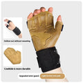 Cowhide fitness anti-slip wrist gloves with wristband in dark brown on gym floor
