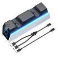 White PS5 wireless handle charger with RGB LED light and fixed dock for PS5 controller
