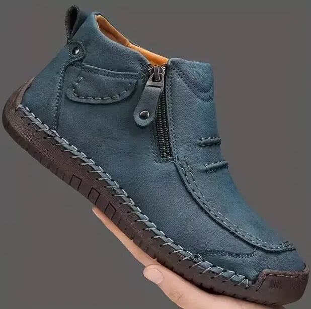Men's Chelsea slip-on high-top casual shoes with animal pattern, artificial PU upper, cotton lining, flat sole