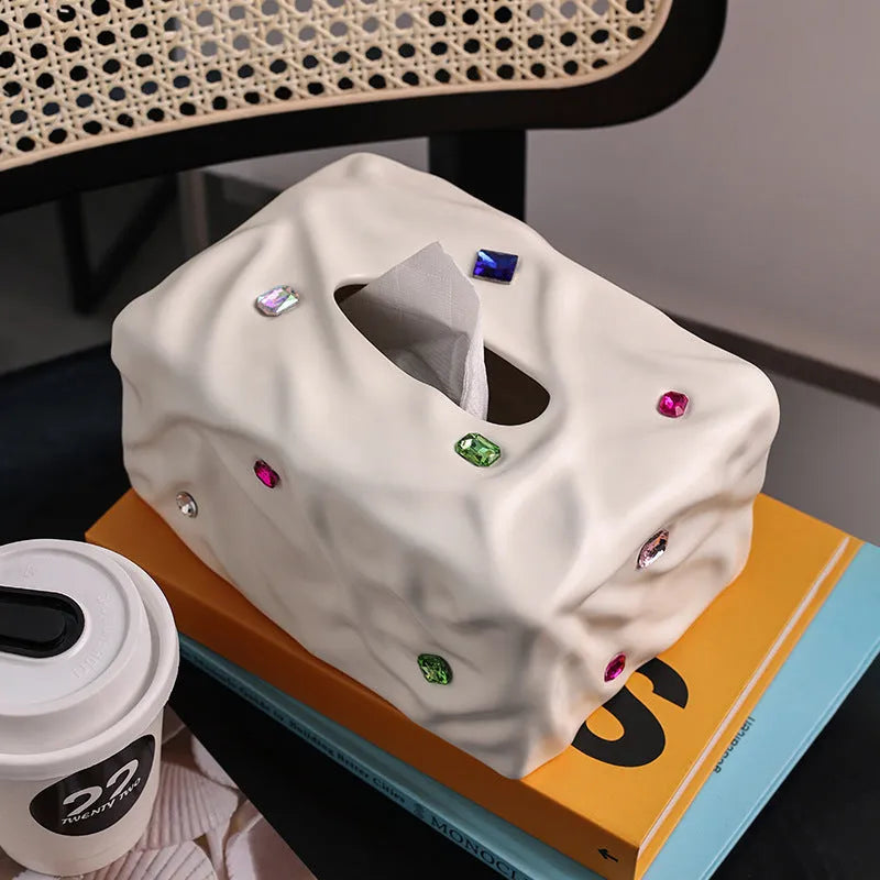 Matte coconut milk white ceramic tissue box with light luxury design