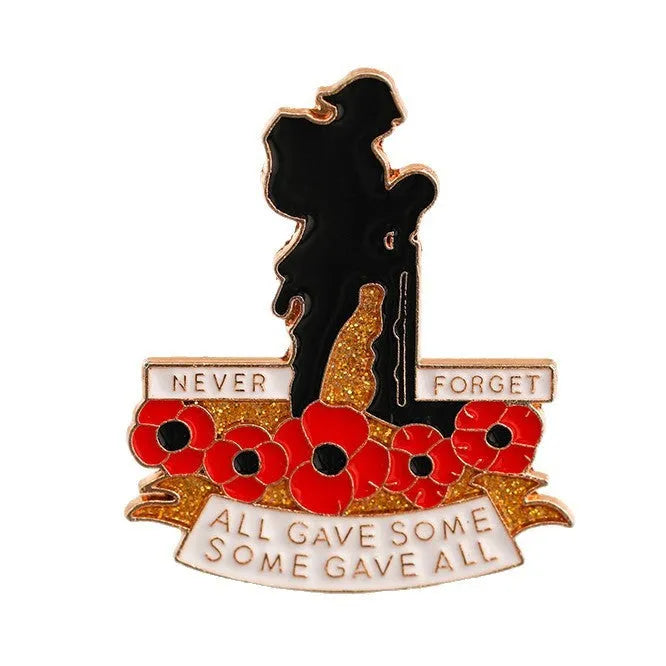 Alloy British Legion soldier cowboy backpack lapel pin badge with geometric auspicious pattern in cold style finish