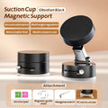 Black magnetic car phone holder with vacuum suction cup and 360-degree rotating bracket
