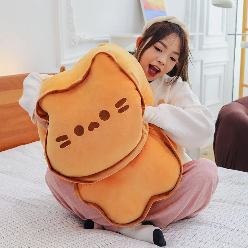 Butter biscuit cat doll plush toy in biscuit colour, available in 30cm, 40cm, and 60cm heights