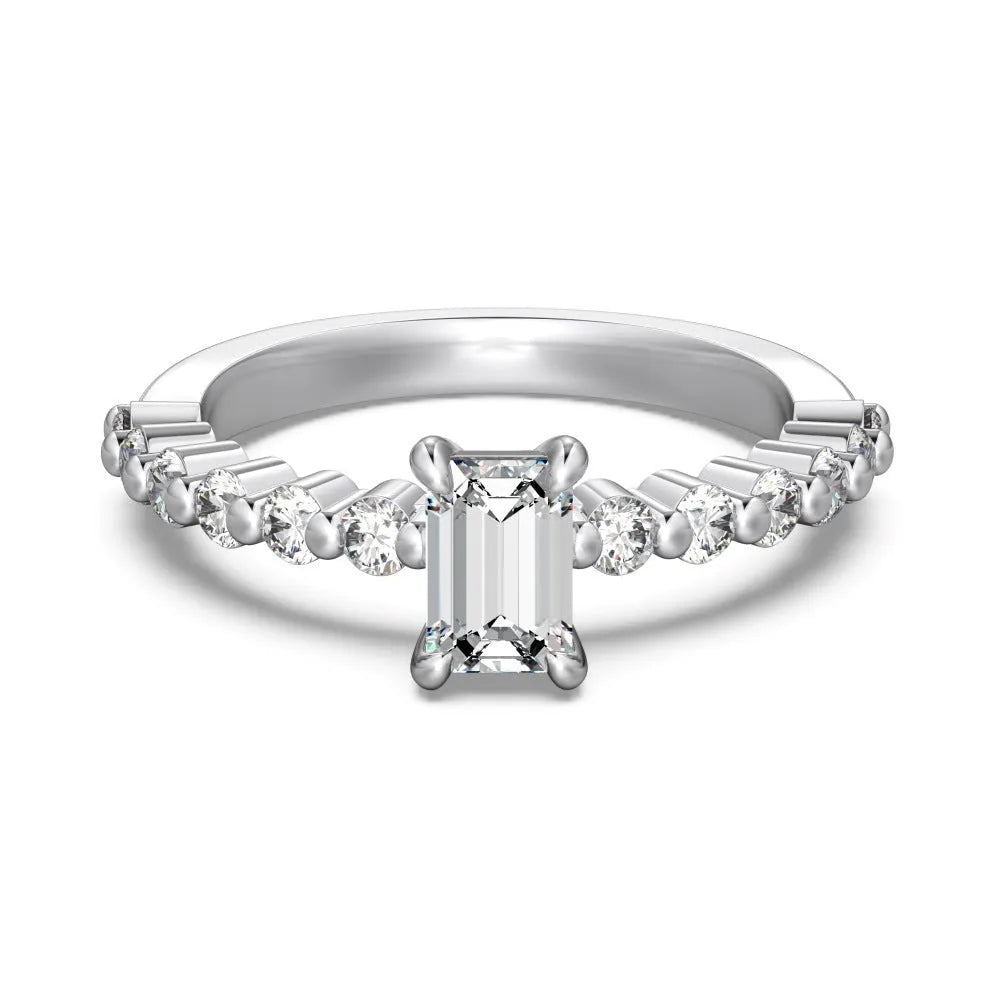 Round diamond ring for women in white gold colour electroplated silver size No 7