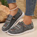 Women's flat round toe low-top shoes in artificial PU with rubber sole in black, dark grey, or khaki colours