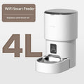 Pet automatic feeder with WiFi remote timed feeding, black or white, with stainless steel bowl option