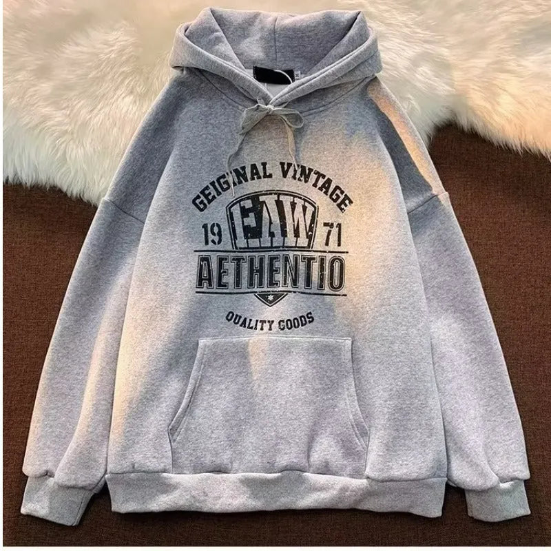 Fashion letters printed hoodie men casual cotton top dark gray