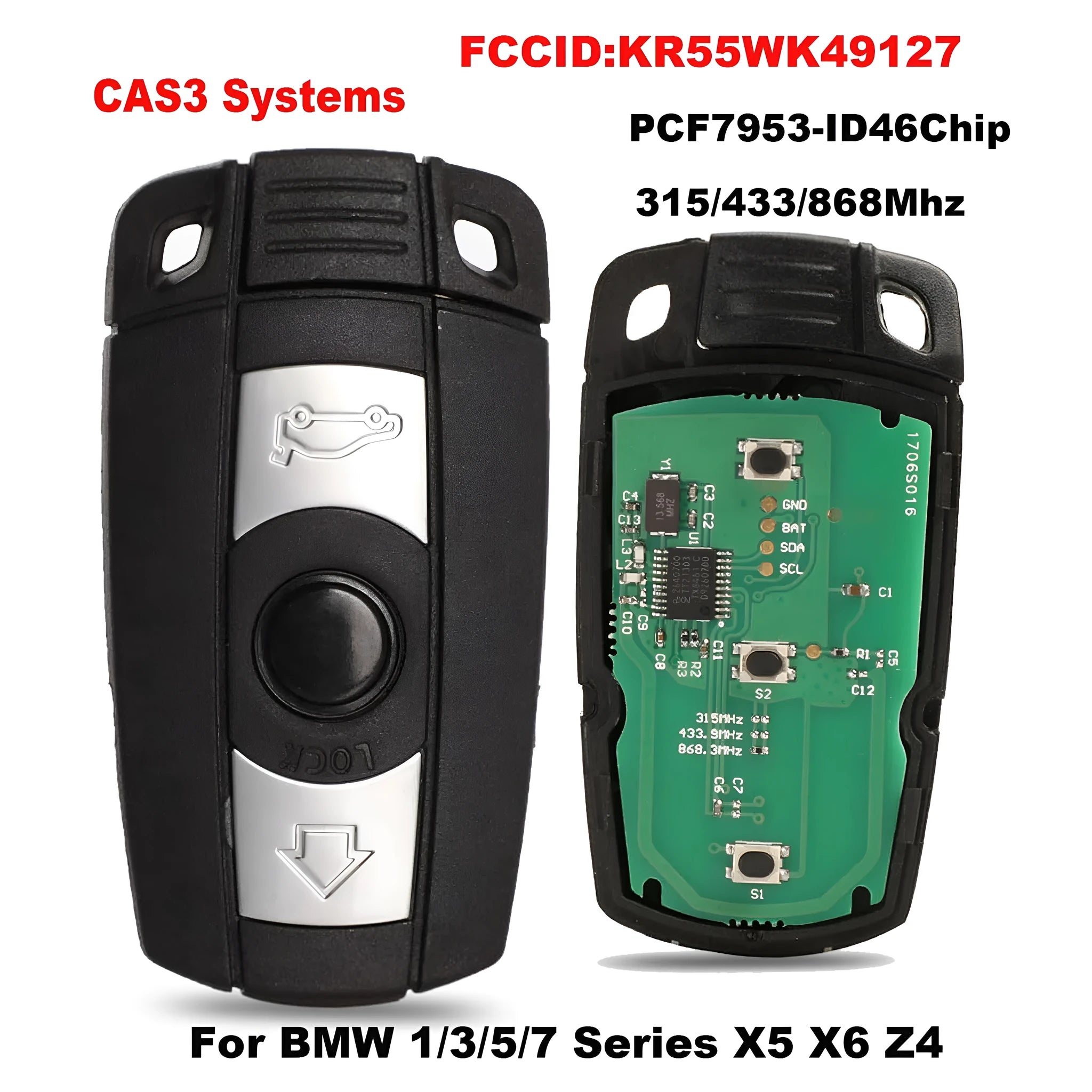 BMW CAS3 semi-intelligent remote car key replacement with three functions