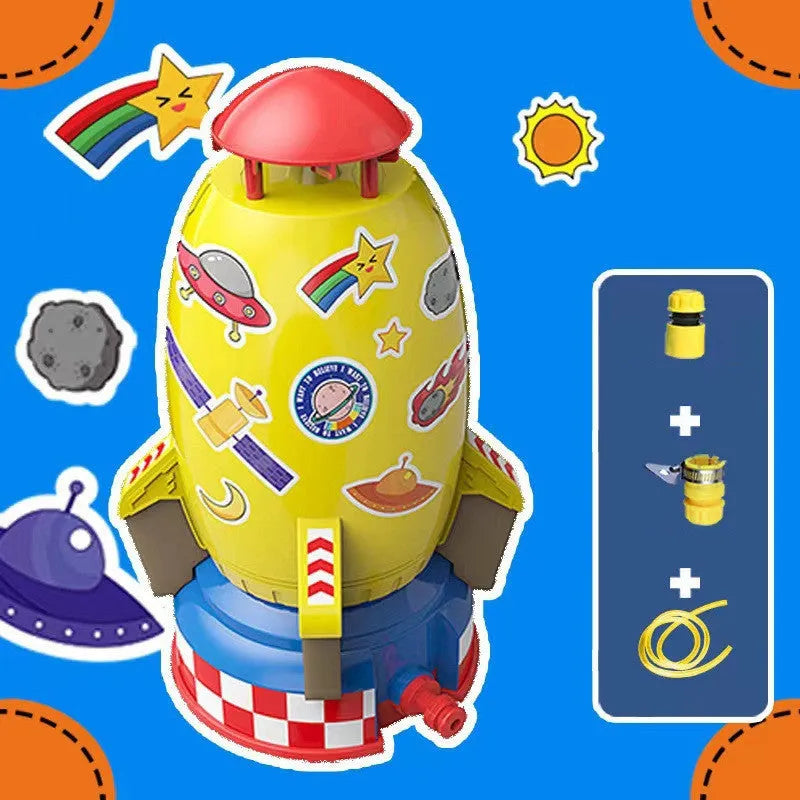 Rocket launcher water pressure sprinkler toy for outdoor garden lawn play with ABS plastic construction