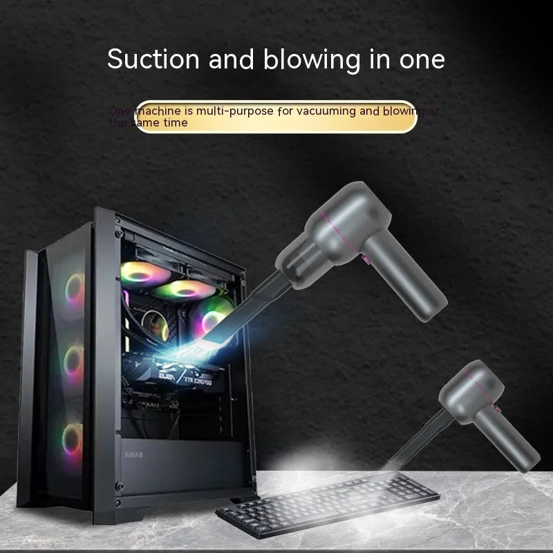 Portable handheld car cleaner vacuum in grey with brush nozzle and extended suction nozzle attachments