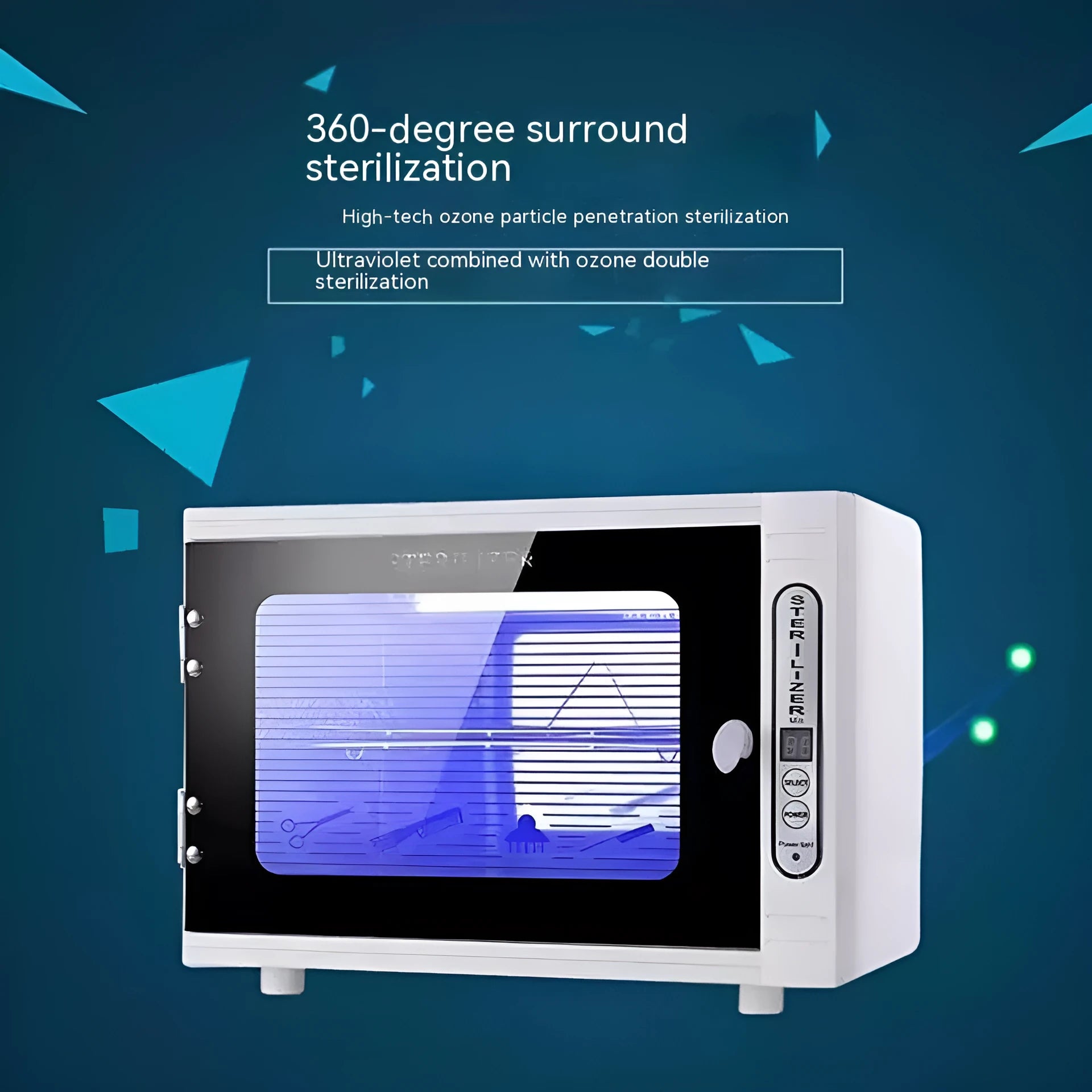 Small silver UV sterilizer for beauty salon nail tools and barber instruments