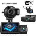 Three-record WIFI dashcam with 2.45-inch screen and GPS holder on car dashboard