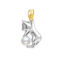925 sterling silver clavicle chain necklace with cat pendant in multiple finish variations