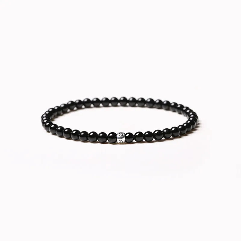 Geometric agate bracelet with 4mm Obsidian, Blue San and Black Agate beads