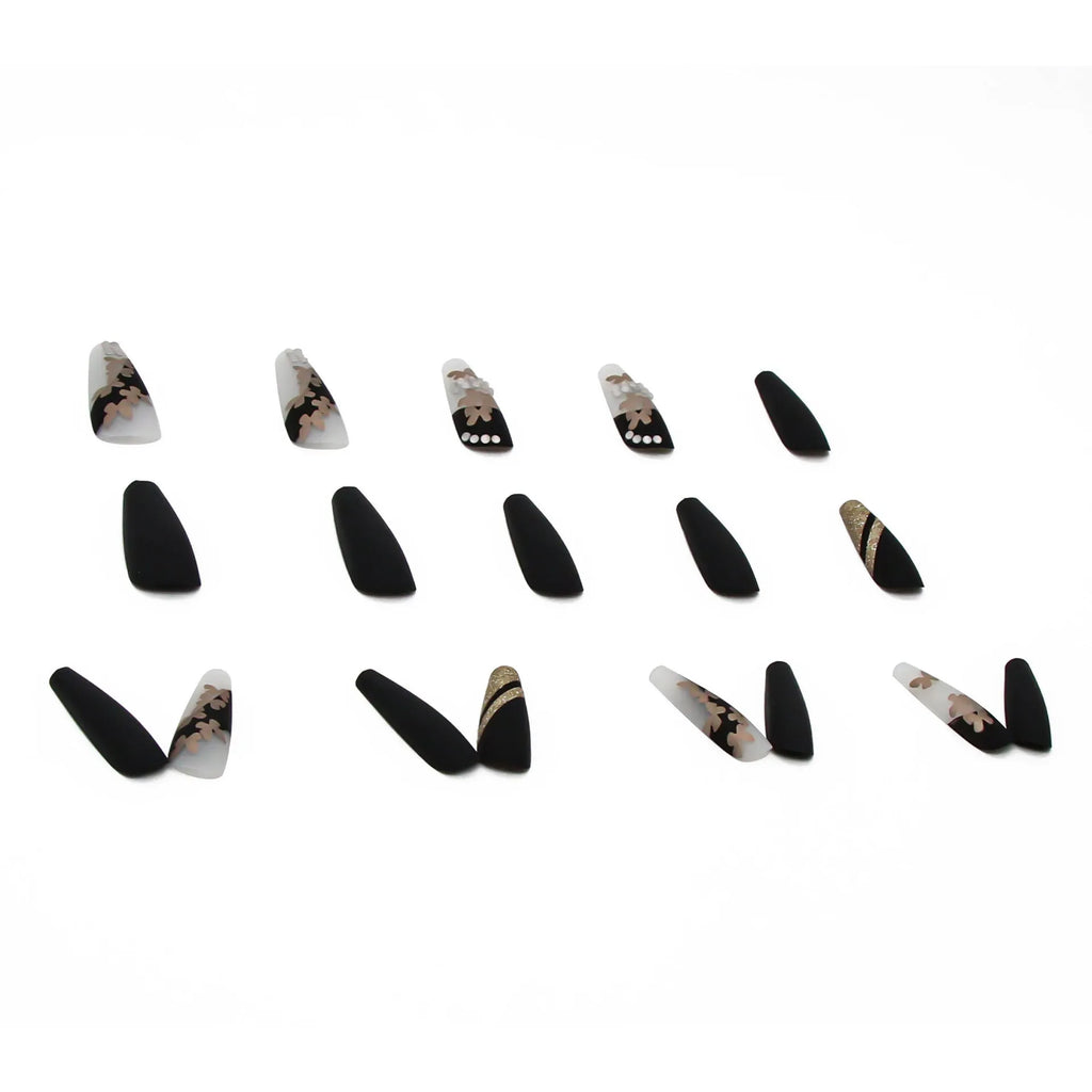 Detachable nail polish patch finished product 24 tablets long wearing armour golden butterfly glue style Z194