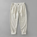 Men's straight-leg casual trousers in cotton-linen blend fabric with Japanese style design
