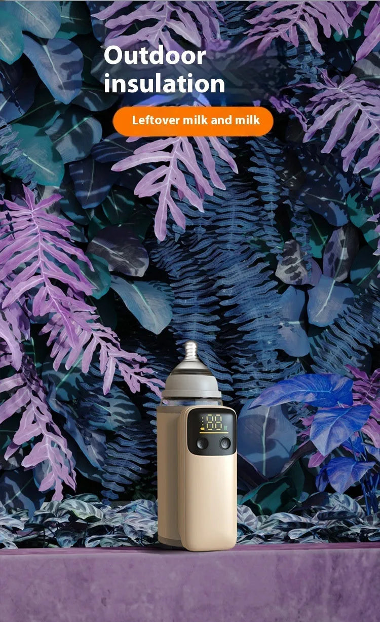 Universal baby bottle insulation sleeve with 8000mAh battery for portable milk warming.