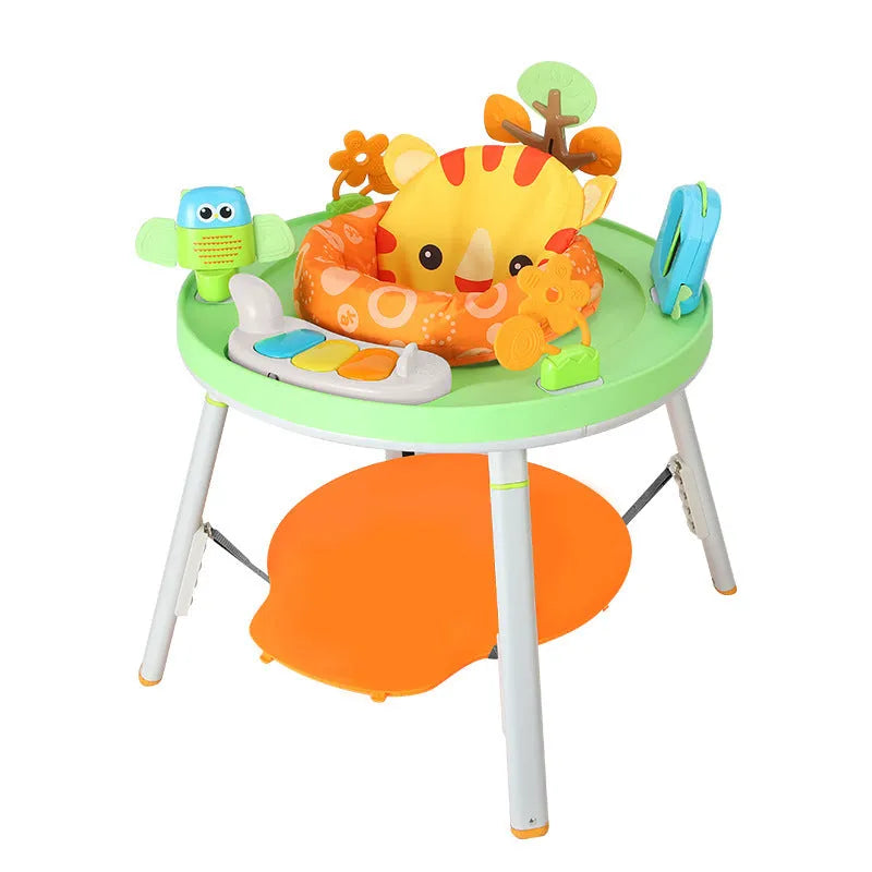 Three-in-one baby jumping chair bouncing gymnastic rack in duck design with development toys