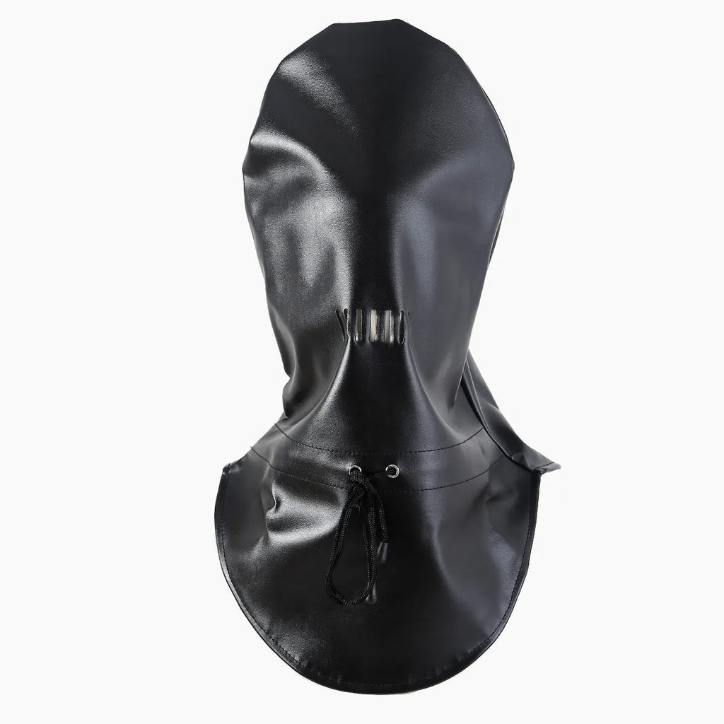 Black PU leather adjustable training mask with straps for adult role play