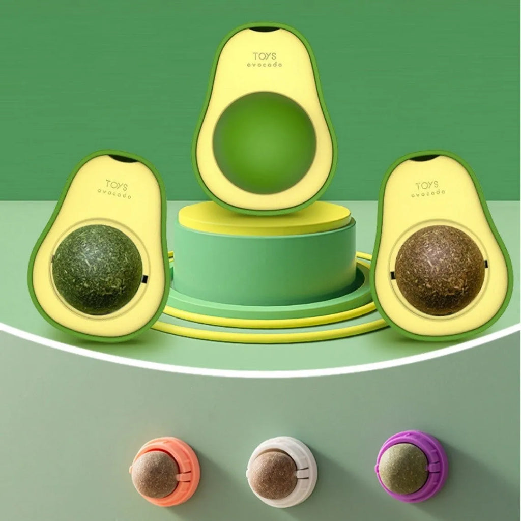 Plastic catnip ball cat toy for molar teeth cleaning in multiple colours and flavours