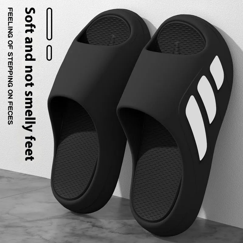 EVA platform flip-flop slippers for indoor use in two-tone red and black colour.