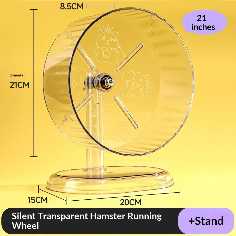Silent hamster running wheel 24cm plastic wide surface transparent support