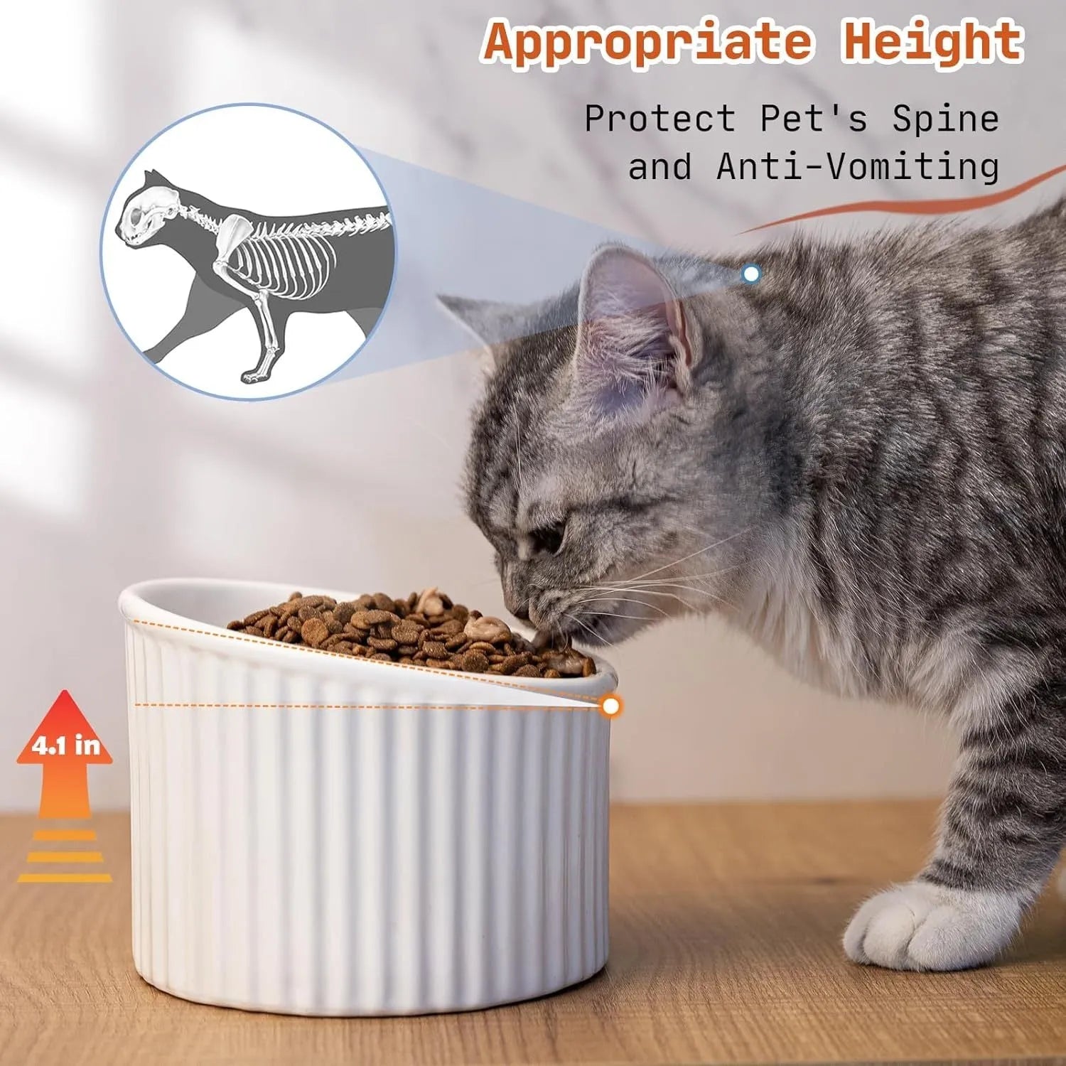 Dark green ceramic elevated cat bowl with tilted design on a raised platform.