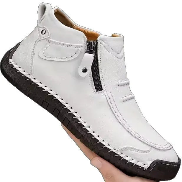 Men's Chelsea slip-on high-top casual shoes with animal pattern, artificial PU upper, cotton lining, flat sole