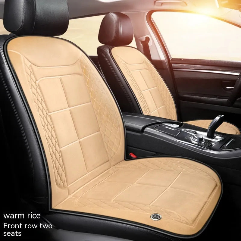 Car heating cushion with auto temperature function and cotton filling in beige, black or coffee brown colours