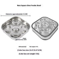 Pet square stainless steel slow feeding bowl with obstacles, Bone Square style, on a floor
