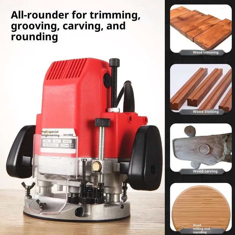 2200W handheld electric wood carving machine with 15 milling cutters and 12.7mm collet for trimming and engraving