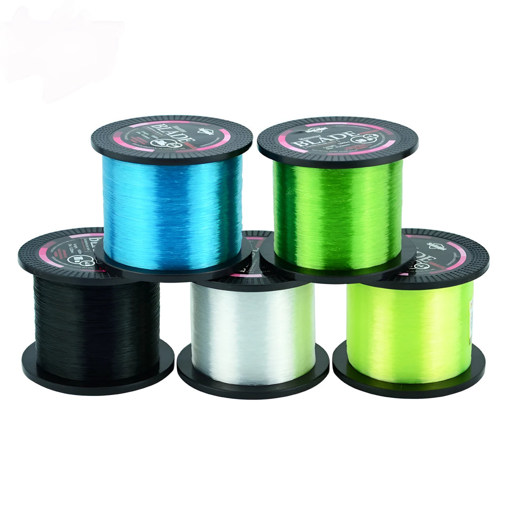 Seaknight 1000 M nylon fishing line spool in black, blue, green, or white, showing available sizes from 0.4 to 8.0.
