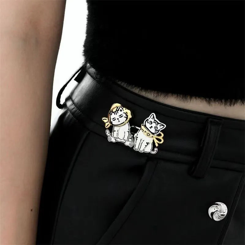 Cartoon naughty cat funny earring ear clip in zinc alloy with electroplated finish, broken ear design