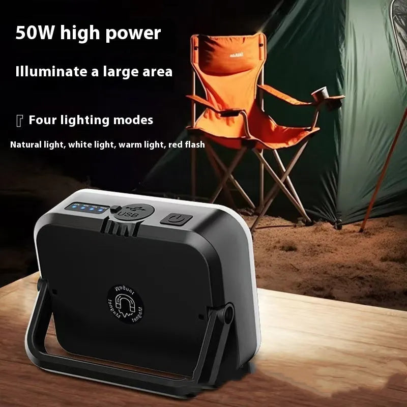 Mini camp lamp with LED 1000 lumens, 4000mAh battery, Type-C charging, 96x36mm, life waterproof for tent use