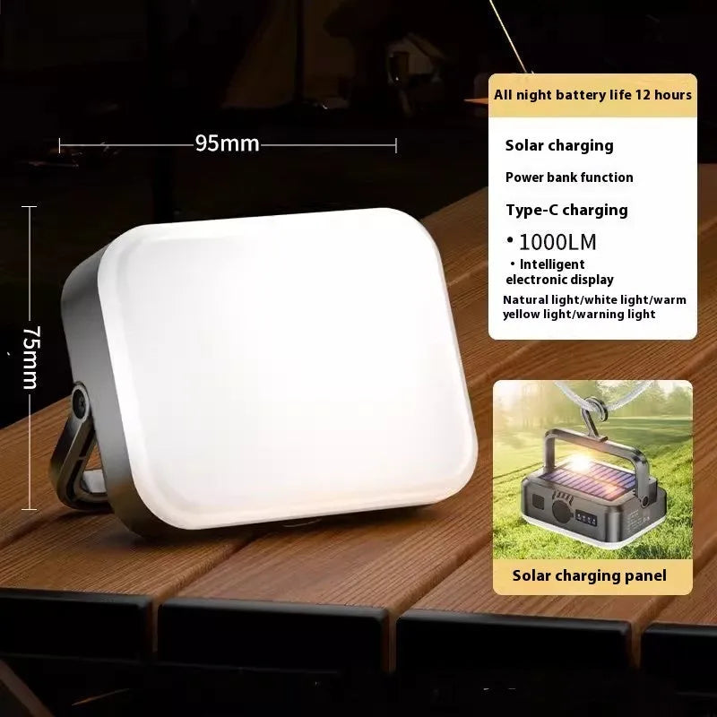 Mini camp lamp with LED 1000 lumens, 4000mAh battery, Type-C charging, 96x36mm, life waterproof for tent use