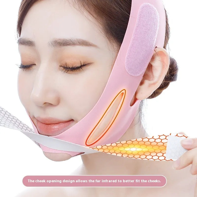 Far infrared elastic V face bandage for facial contouring in black and pink colour options
