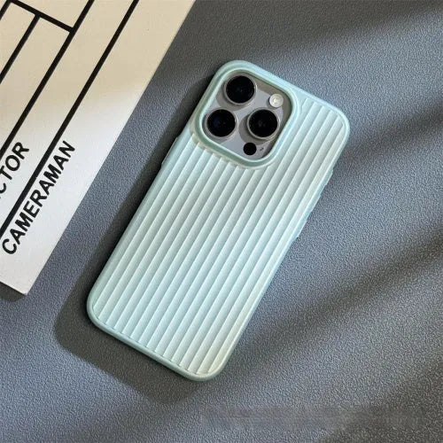 Corrugated matte electroplating frosted hard shell phone case for iPhone 17 in dark blue colour